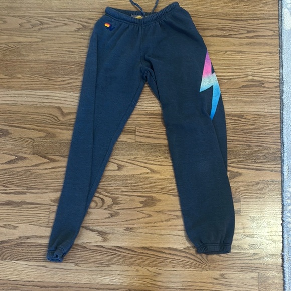Aviator Nation Charcoal Joggers with Colorful Lightning Bolt - Picture 1 of 3